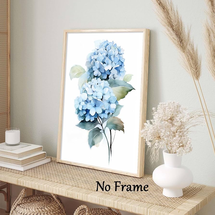 油絵 絵画 【Hydrangea】 Amazon.com: Hydrangea Canvas Art Blue Flower Abstract Wall